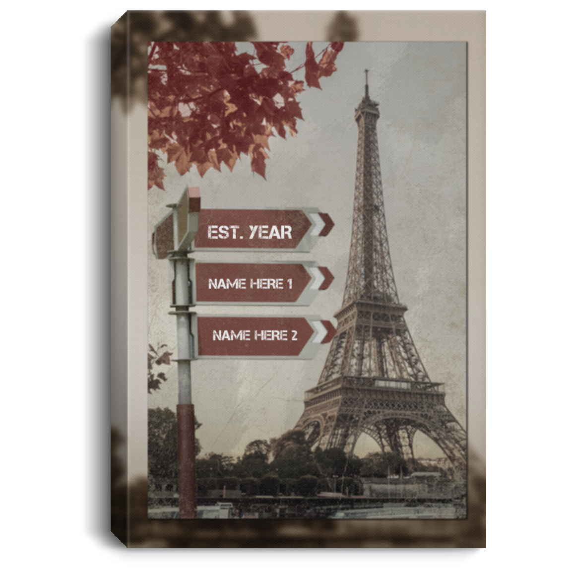 Lovers Crossroads Canvas Poster - Personalized Wall Art With Name Special Date - Wedding Anniversary Gifts, White, 0.75'' Framed Canvas