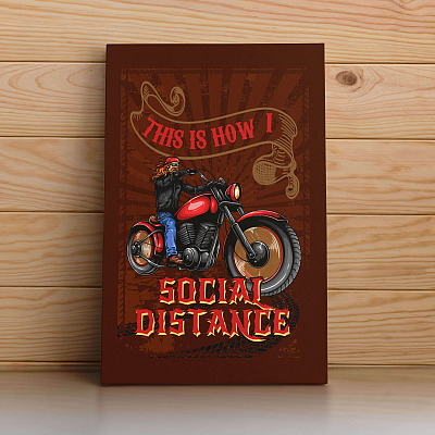 Alternative view of This Is How I Social Distance - Biker Canvas Prints Unframed Poster - Motorcycle Wall Art - Quarantine Gifts