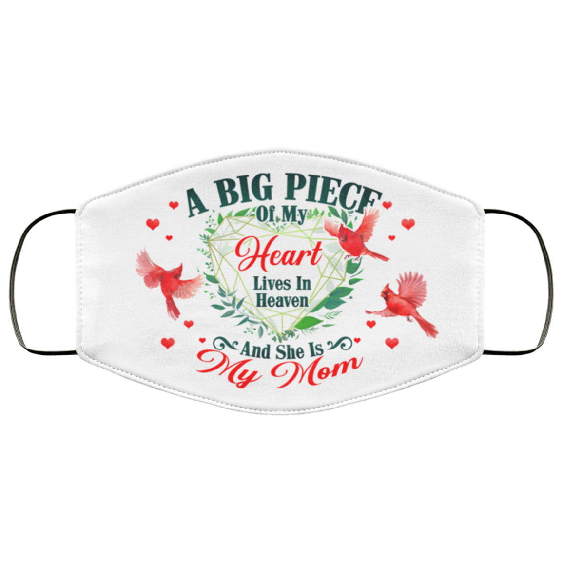 A Big Piece Of My Heart Lives In Heaven And She Is My Mom Printed Cloth Face Mask Cover, White, Cloth Face Cover A Big Piece Of My Heart Lives In Heaven And She Is My Mom Printed Cloth Face Mask Cover, White, Cloth Face Cover