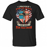 I Proudly Stand For The Flag Kneel For The Cross Dog Tag T-shirt, Black, Unisex T-Shirt