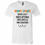 Mom's Diner Breastfeeding 24/7 Nursing Top Motherhood Mom Life Light T-shirt - V-Neck Tee, White, V-Neck T-Shirt