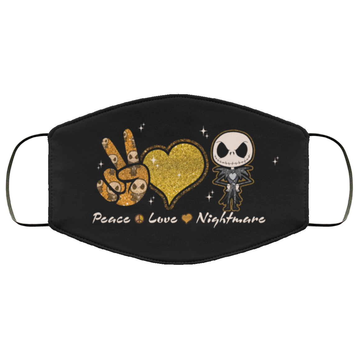 Peace Love Nightmare Washable Reusable Custom – Printed Cloth Face Mask Cover, White, Cloth Face Cover