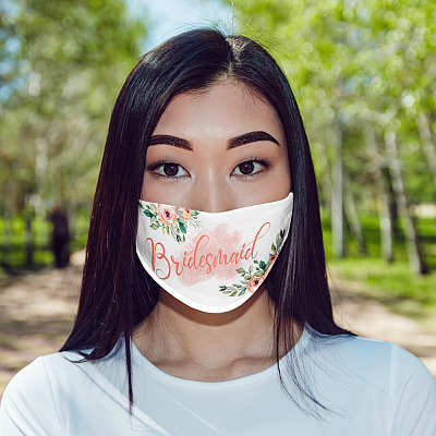 Alternative view of Bridesmaid Floral Mask Washable Reusable Custom – Printed Cloth Face Mask Cover copy