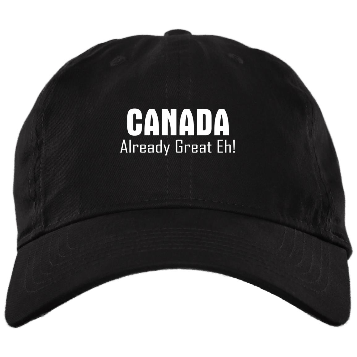 Canada Already Great Eh Twill Cap - High-Profile Snapback Hat - Trucker Hat, Black, Brushed Twill Dad Cap