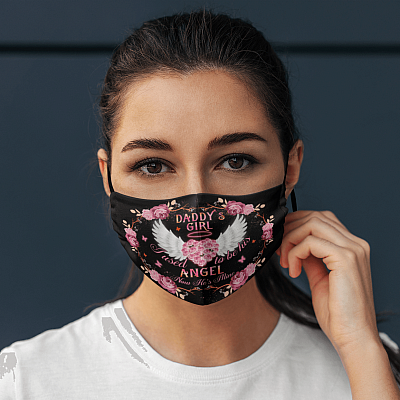 Alternative view of Daddy's Girl I Used To Be His Angel Now He's Mine Washable Reusable Custom – Printed Cloth Face Mask Cover