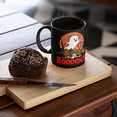 Alternative view of Booooks Funny Ghost Reading Bookworms Ceramic Coffee Mug - Travel Bottle - Gift For Book Lovers