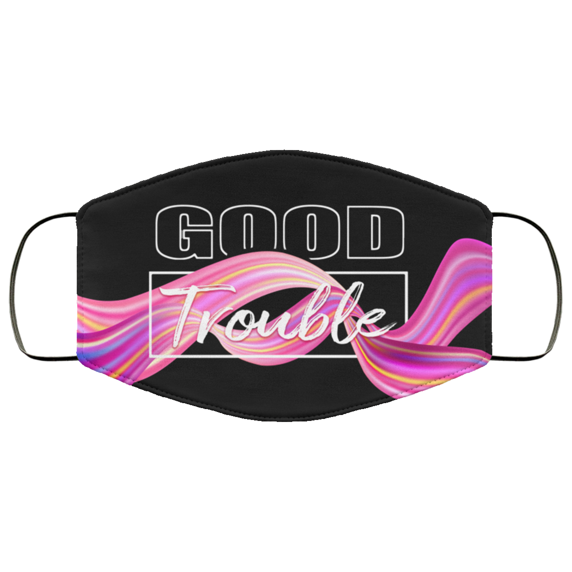 Good Trouble Washable Reusable Custom - Printed Cloth Face Mask Cover, White, Cloth Face Cover