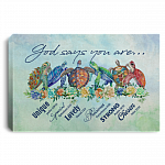 God Says You Are Strong Turtle Sea Ocean Words Framed Canvas Unframed Poster - Cool Ocean Turtles Wall Art, White, 0.75'' Framed Canvas