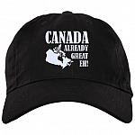 Canada Already Great Eh Twill Cap - High-Profile Snapback Hat - Trucker Hat, Black, Brushed Twill Dad Cap