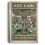 Just A Girl Who Loves Books Gallery Wrapped Framed Canvas Prints - Unframed Poster - Home Decor Wall Art, White, 0.75'' Framed Canvas