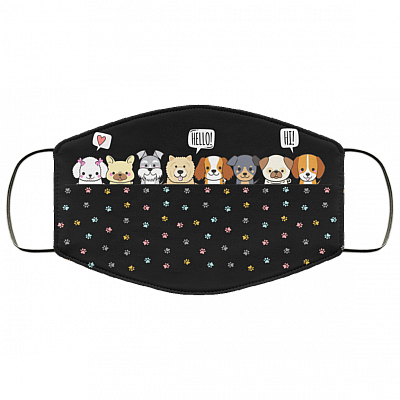 Kawaii Puppy Dog Mom Gifts Washable Reusable Custom – Printed Cloth Face Mask Cover, Black, Cloth Face Cover