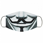 Anonymous Face Mask - Guy Fawkes Mask - Washable Reusable Custom – Printed Cloth Face Mask Cover, White, Cloth Face Mask
