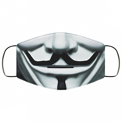 Anonymous Face Mask - Guy Fawkes Mask - Washable Reusable Custom – Printed Cloth Face Mask Cover, White, Cloth Face Mask