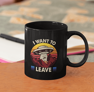 Alternative view of I Want to Leave Ufo Ceramic Coffee Mug - Beer Stein - Water Bottle - Color Changing Mug