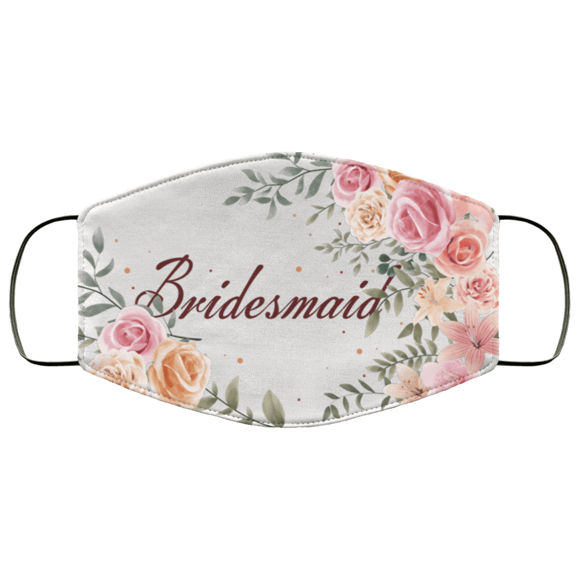 Bridemaids Wedding 2020 Distancing Quarantined Wedding Washable Reusable Custom - Printed Cloth Face Mask Cover, White, Cloth Face Mask