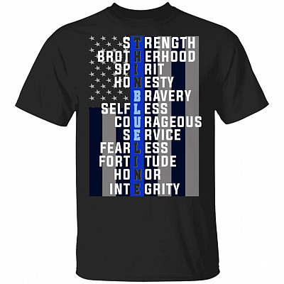 Thin Blue Line T Shirt - American Flag Police Shirt - Law Enforcement Shirts For Men - First Responder Shirt, Black, Unisex T-Shirt