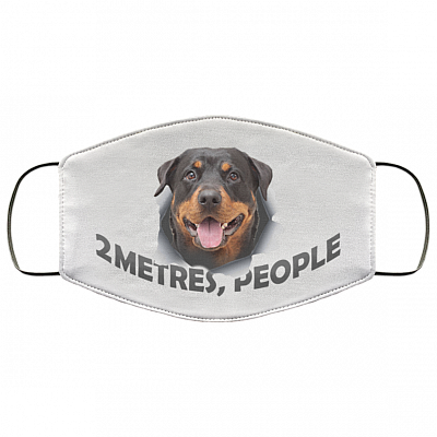 Rottweiler 2 Metres People Social Anti Distancing Washable Reusable Custom - Printed Cloth Face Mask Cover, White, Cloth Face Cover