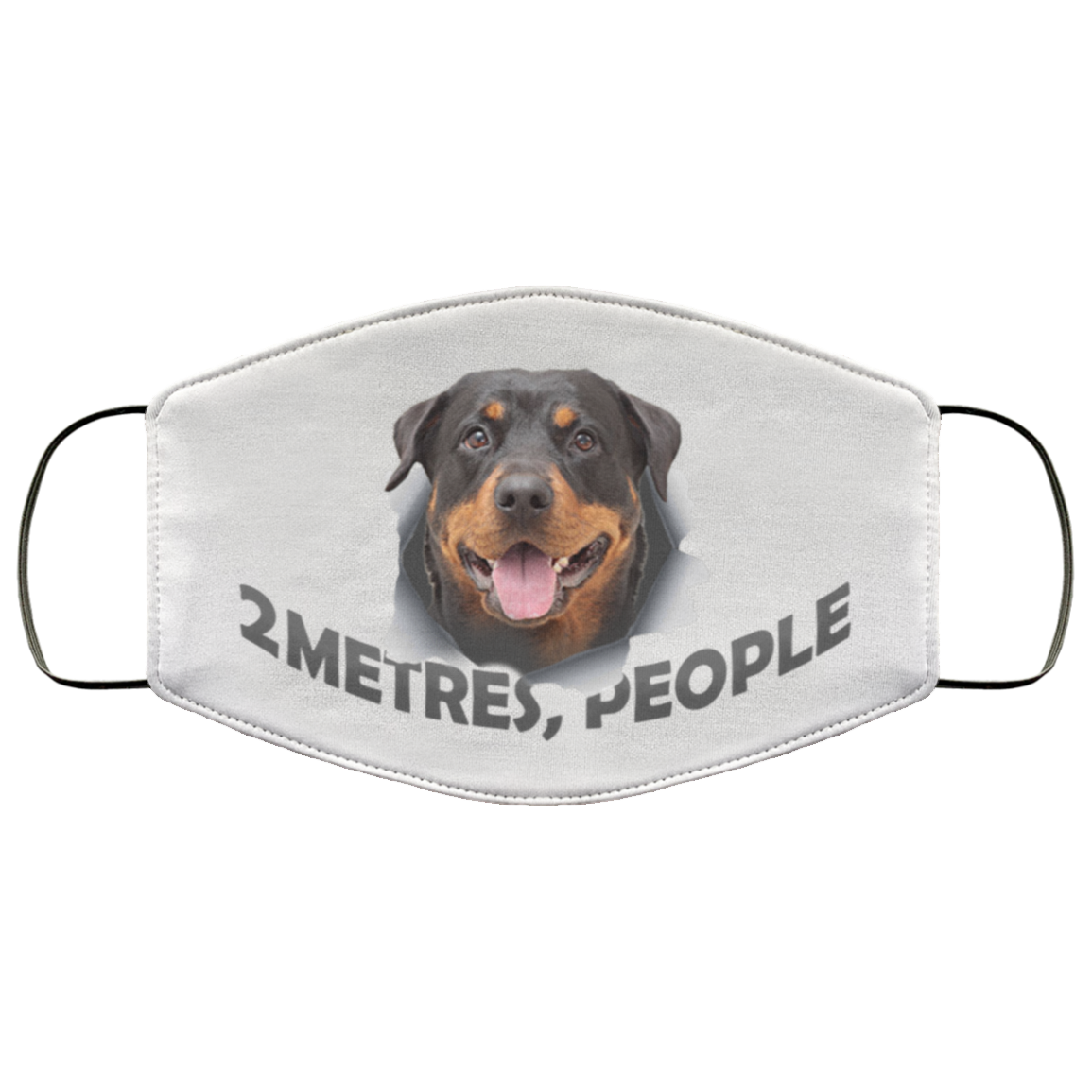 Rottweiler 2 Metres People Social Anti Distancing Washable Reusable Custom - Printed Cloth Face Mask Cover, White, Cloth Face Cover