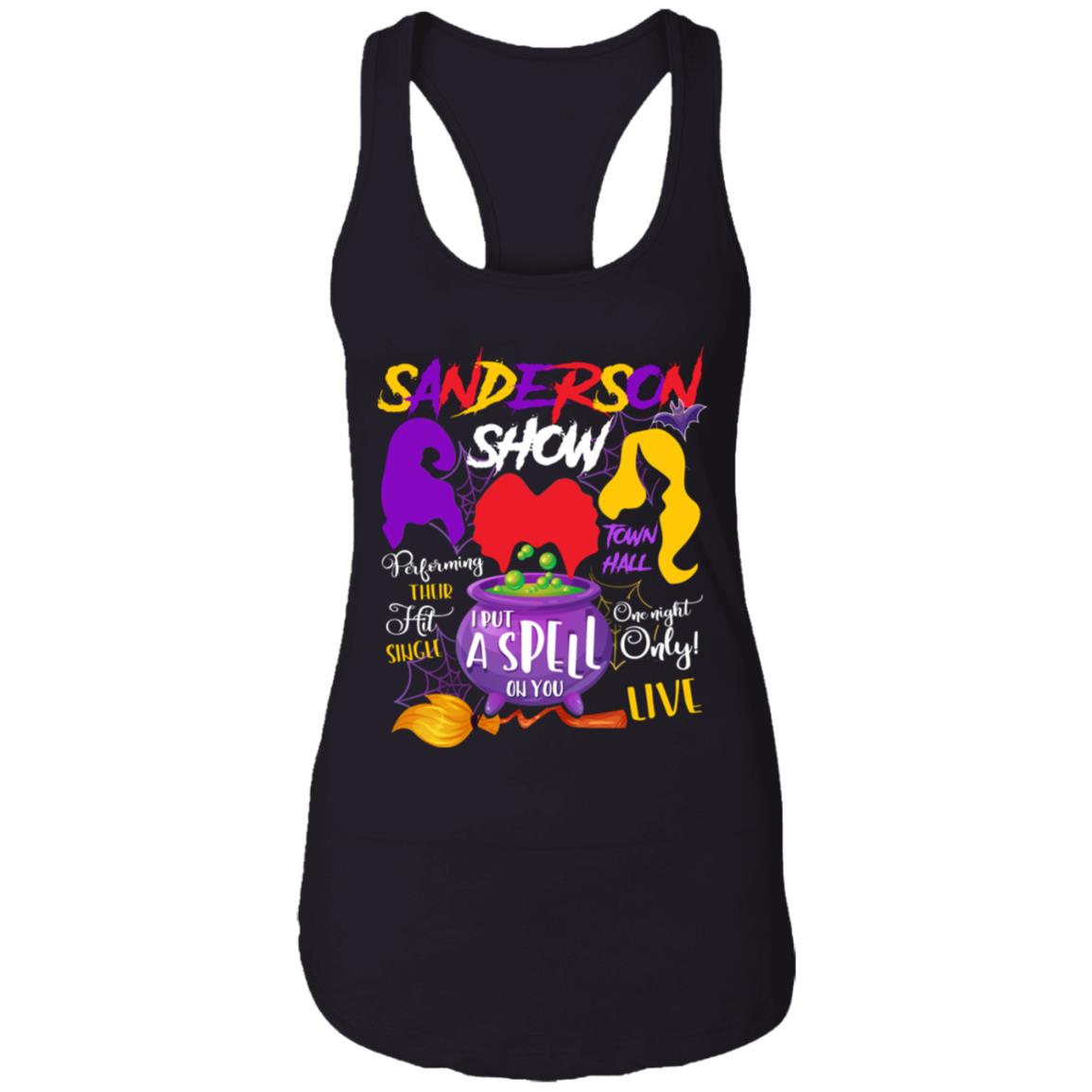 Sanderson Show I Put a Spell on You One Night Only Sanderson Witch Sisters Unisex Cotton Tank Top, Black, Ladies Racerback Tank