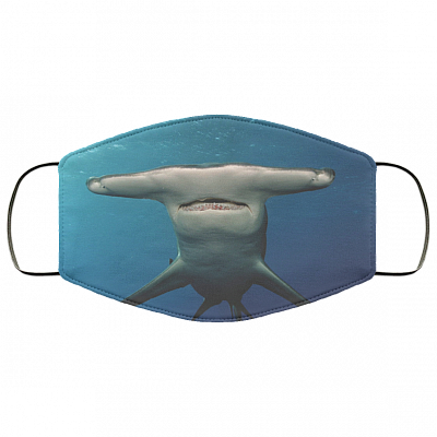 Hammerhead Shark Washable Reusable Custom - Printed Cloth Face Mask Cover, White, Cloth Face Mask
