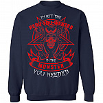 I'm Not The Hero You Wanted I'm The Monster You Needed Plain Front - Print On Back Hoodie - Sweat Shirt - Long Sleeve, Navy, Sweatshirt