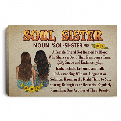Soul Sister Definition BFF Best Friend Gift Wrapped Framed Canvas Prints – Unframed Poster, White, 0.75'' Framed Canvas