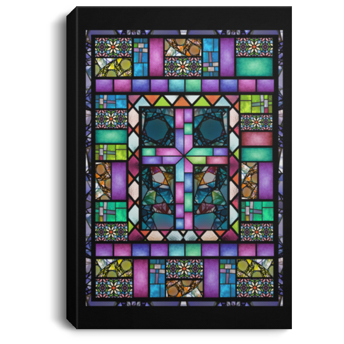 Stained Glass Window in Church Gallery Wrapped Framed Canvas Prints - Unframed Poster - Home Decor Wall Art, White, 0.75'' Framed Canvas