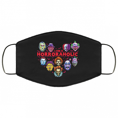 I Am A Horroraholic Washable Reusable Custom – Printed Cloth Face Mask Cover, Black, Cloth Face Cover