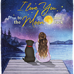 Personalized I Love You To The Moon And Back Rottweiler Fleece Blanket - Premium Sherpa Blanket, White, Cozy Plush Fleece Blanket - 50x60