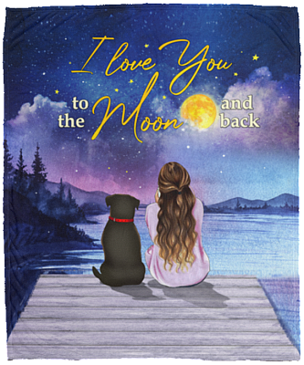 Personalized I Love You To The Moon And Back Rottweiler Fleece Blanket - Premium Sherpa Blanket, White, Cozy Plush Fleece Blanket - 50x60