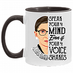 Speak Your Mind Even If Your Voice Shakes Accent Mug, White/Black, 11 oz. Accent Mug