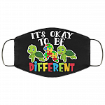 It Is Ok To Be Different Puzzle Piecce Turtle Washable Reusable Custom - Printed Cloth Face Mask Cover, White, Cloth Face Cover