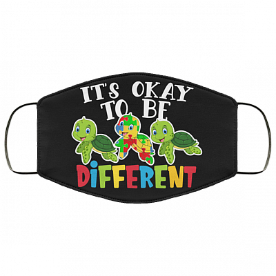 It Is Ok To Be Different Puzzle Piecce Turtle Washable Reusable Custom - Printed Cloth Face Mask Cover, White, Cloth Face Cover