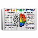 What Can I Think Instead Try Thinking Framed Canvas Print - Unframed Poster - Classroom Wall Art, White, 0.75'' Framed Canvas