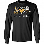 Peace Love Skellington Jack Cute Halloween Hoodie - Sweatshirt - Long Sleeve Shirt, Black, Long Sleeve