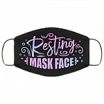 Resting Mask Face Funny Washable Reusable Custom Printed Cloth Face Mask Cover, Black, Cloth Face Cover