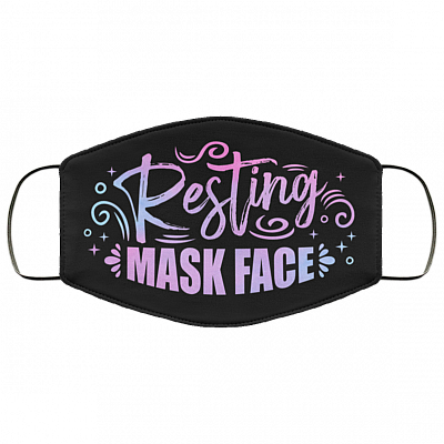 Resting Mask Face Funny Washable Reusable Custom Printed Cloth Face Mask Cover, Black, Cloth Face Cover