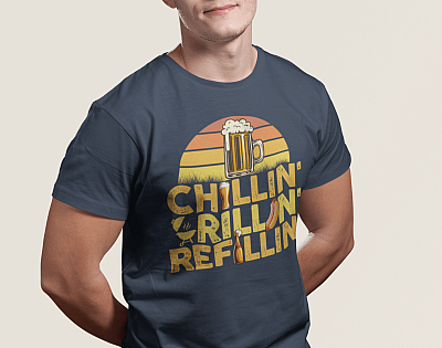 Alternative view of Chillin Grillin Refillin Fathers Day Ceramic Coffee Mug - Beer Stein -Water Bottle - Color Changing Mug