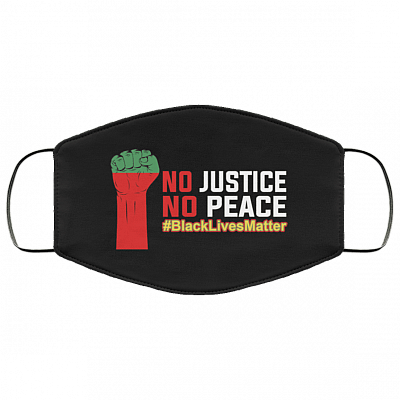 No Justice No Peace Blm Anti Racism Washable Reusable Custom - Printed Cloth Face Mask Cover, White, Cloth Face Mask
