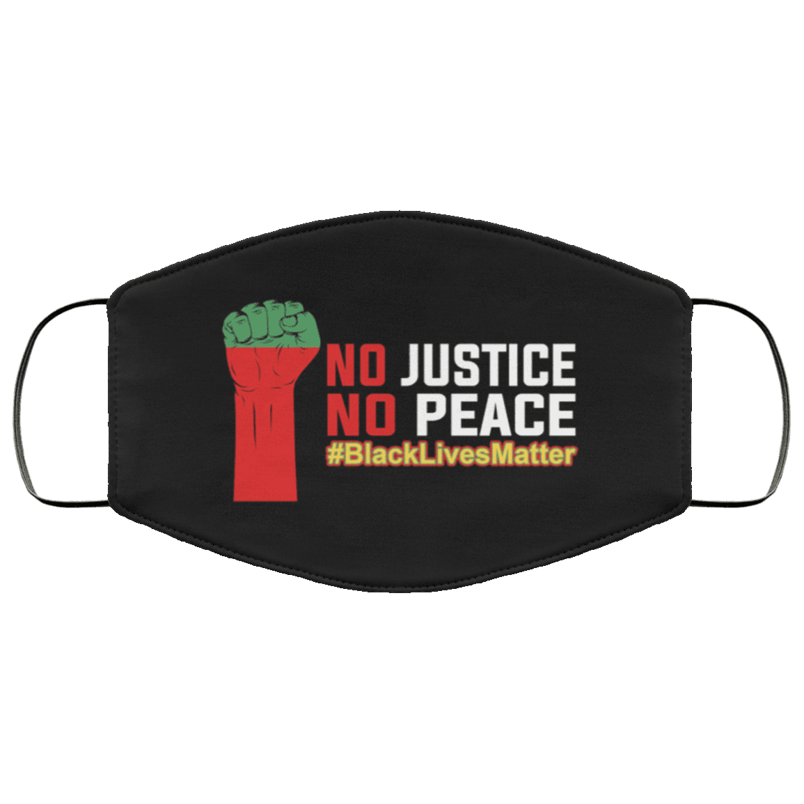 No Justice No Peace Blm Anti Racism Washable Reusable Custom - Printed Cloth Face Mask Cover, White, Cloth Face Mask