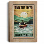 Kayak And She Lived Happily Ever After Gallery Wrapped Framed Canvas Prints - Unframed Poster - Decor Wall Art, White, 0.75'' Framed Canvas