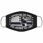 Supporting The Paws That Enforce The Laws German Shepherd Washable Reusable Custom – Printed Cloth Face Mask Cover, Black, Cloth Face Cover