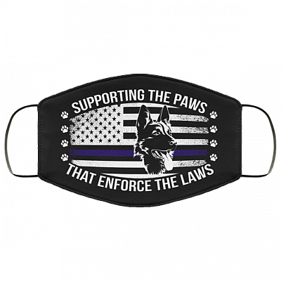 Supporting The Paws That Enforce The Laws German Shepherd Washable Reusable Custom – Printed Cloth Face Mask Cover, Black, Cloth Face Cover