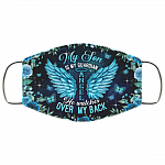 My Son Is My Guardian Angel He Watches Over My Back Washable Reusable Custom - Printed Cloth Face Mask Cover, White, Cloth Face Cover