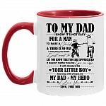 Motorbike Mug To My Dad I Know It's Not Easy For A Man To Raise A Child Accent Mug, White/Red, 11 oz. Accent Mug
