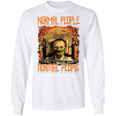 Normal People Normal People Hannibal Halloween Hoodie - Sweatshirt - Long Sleeve Shirt, White, Long Sleeve