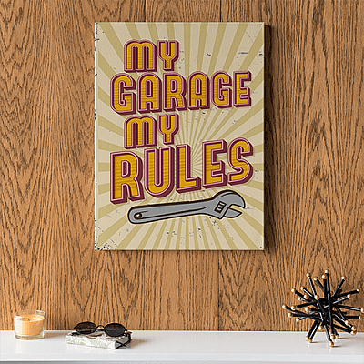 Alternative view of Vintage My Garage My Rules Gallery Wrapped Framed Canvas Prints - Unframed Poster - Home Decor Wall Art