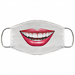 Smiling Face Mask - Pink Lips Washable Reusable Custom – Printed Cloth Face Mask Cover, White, Cloth Face Mask