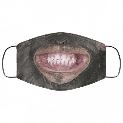 Monkey Face Mask - Funny Face Mask - Washable Reusable Custom – Printed Cloth Face Mask Cover, White, Cloth Face Mask