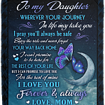 To My Daughter Wherever Your Journey In Life Make Take You Love Mom Fleece Blanket - Premium Sherpa Blanket, White, Cozy Plush Fleece Blanket - 50x60 To My Daughter Wherever Your Journey In Life Make Take You Love Mom Fleece Blanket - Premium Sherpa Blanket, White, Cozy Plush Fleece Blanket - 50x60